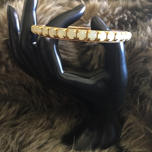 Opalescent glass faceted stone bangle bracelet - Picture 1 of 5